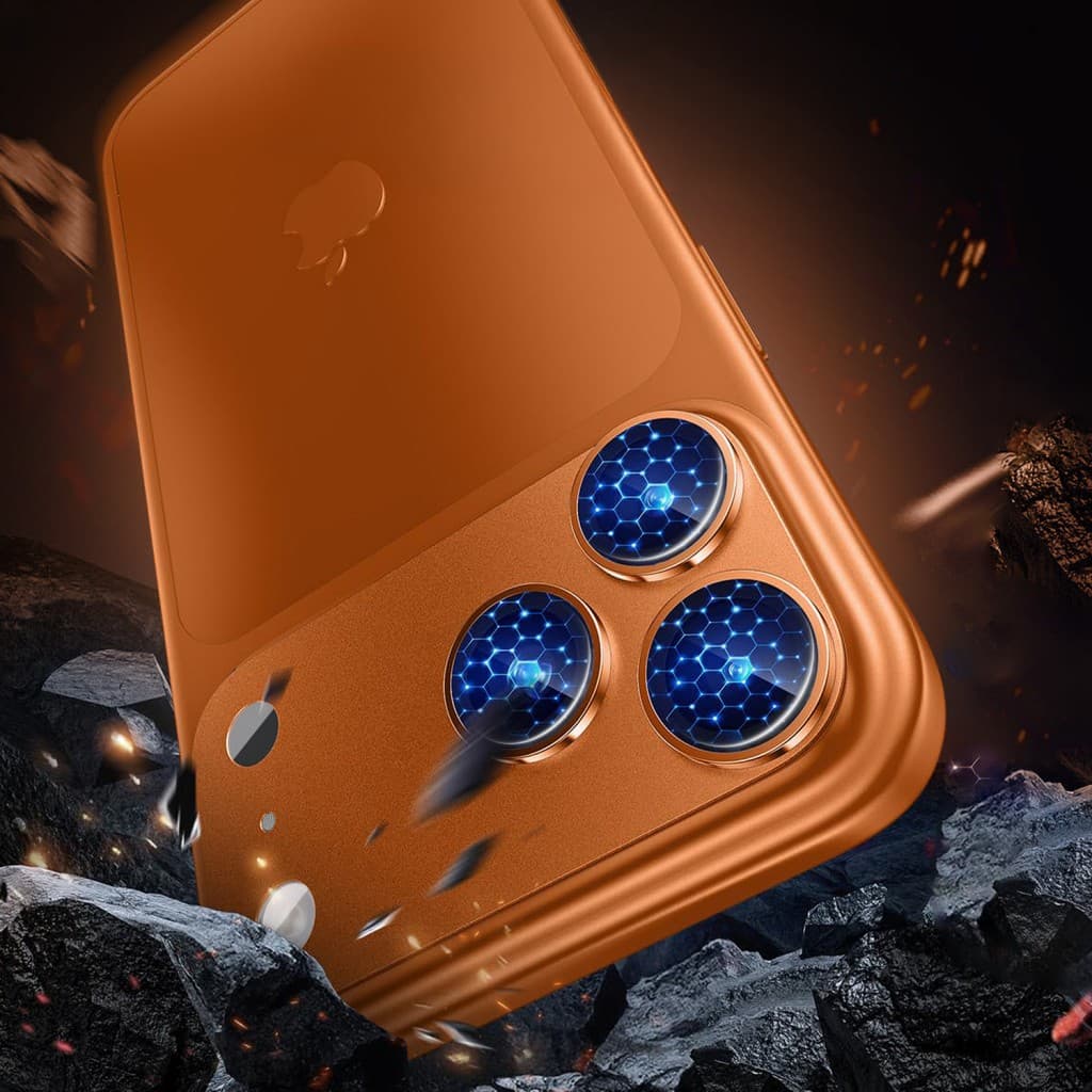 Tvrzené sklo Tel Protect 95% AR+AF Full Metal Camera Protector na fotoaparát pro iPhone 17 Pro Max oranžové - náhled 5