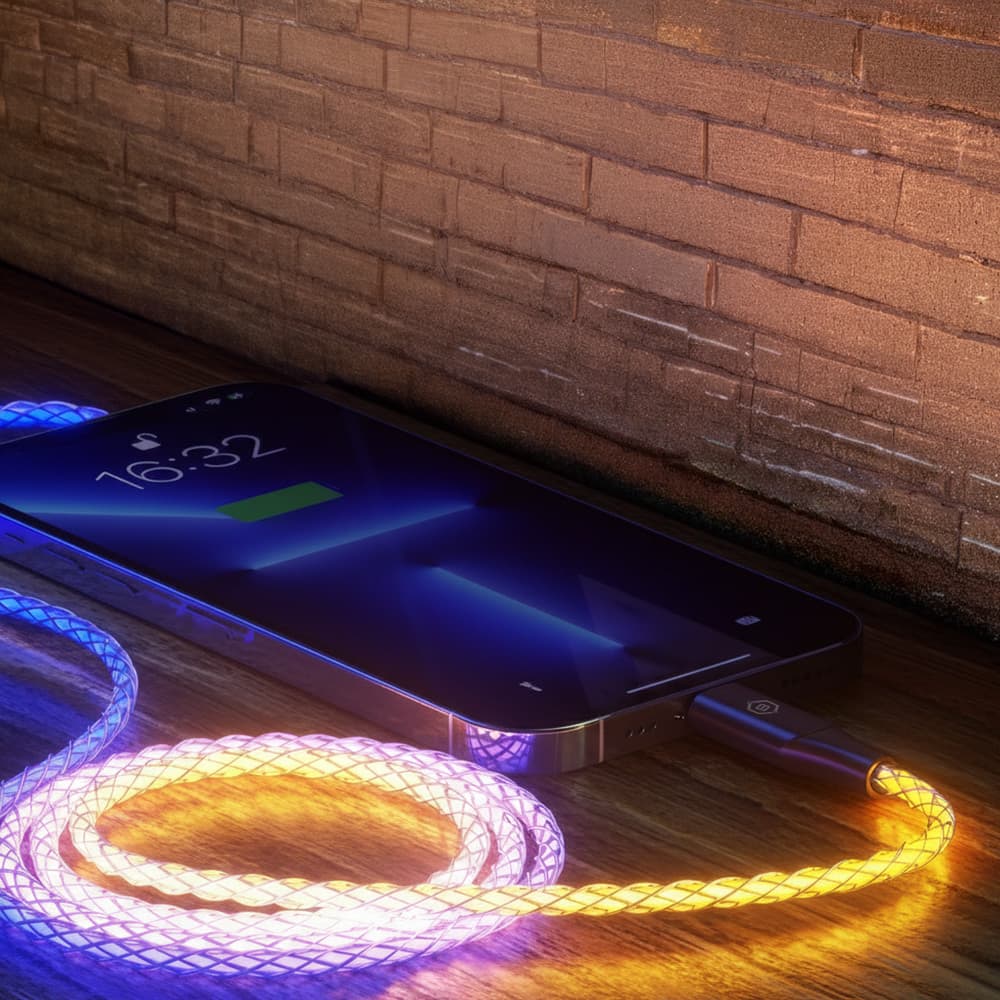 Blavec Neon svítící kabel USB-A na USB-C, QC 3.0, 60W, 3A, 1 m, RGB - náhled 5
