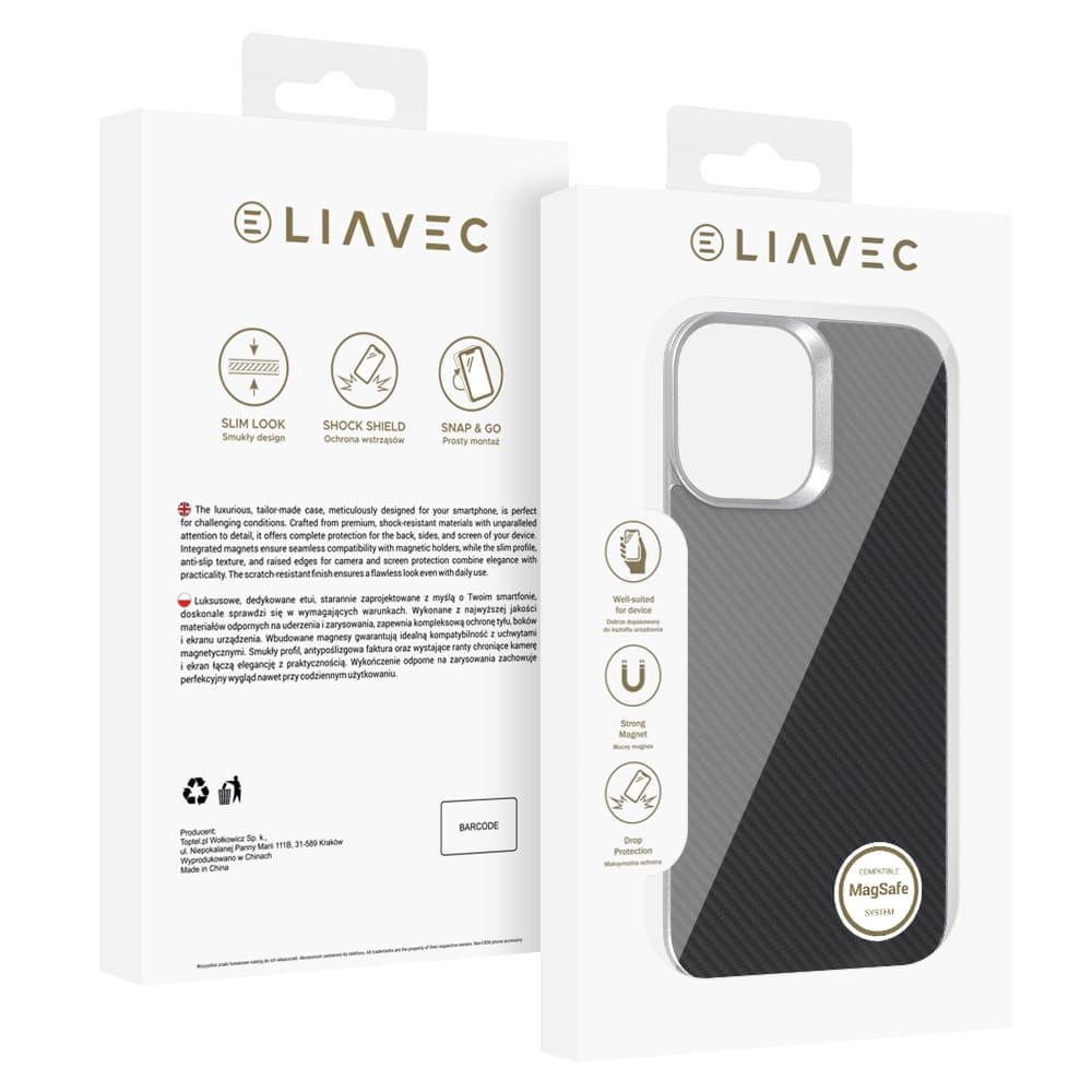 Aramidový kryt Liavec Carbon Layer MagSafe pro iPhone 17 černý - náhled 5
