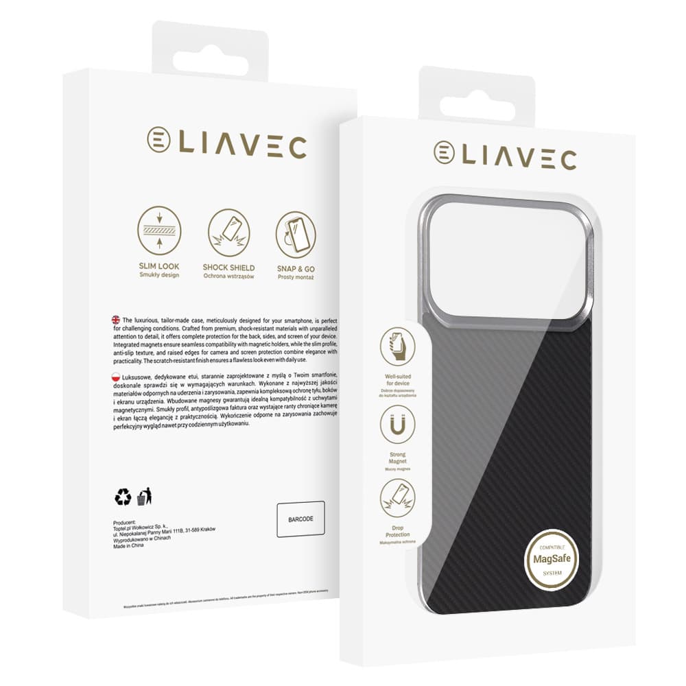 Aramidový kryt Liavec Carbon Layer MagSafe pro iPhone 17 Pro černý - náhled 5