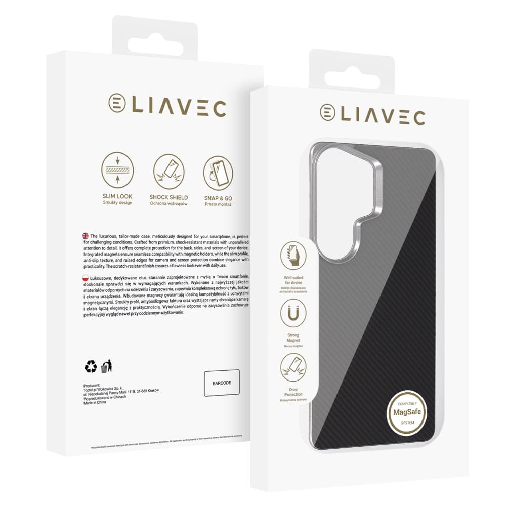 Aramidový kryt Liavec Carbon Layer MagSafe pro Samsung Galaxy S26 Ultra černý - náhled 5