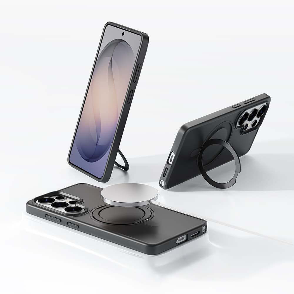Magnetický kryt s otočným stojánkem Rock Soft Touch Series pro Samsung Galaxy S26 Ultra - černý - náhled 5