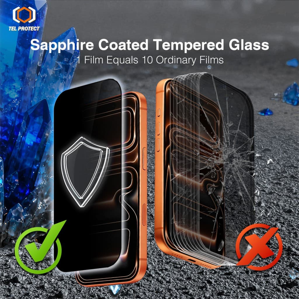 Privátní tvrzené sklo Tel Protect 10X Privacy DLC Diamond Coating pro Samsung Galaxy S26 Plus - náhled 5
