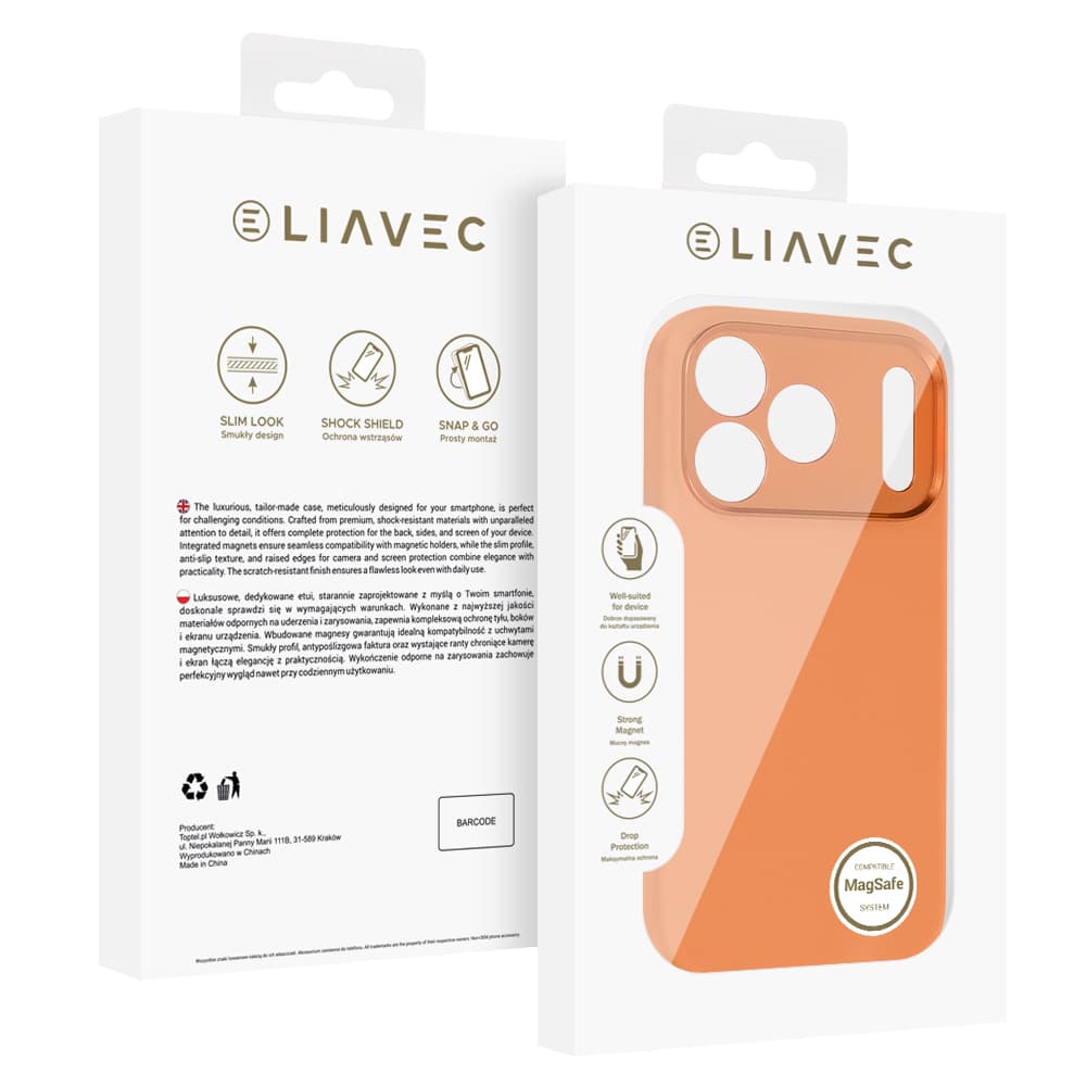 Kryt Liavec Silk Shield s kovovým rámečkem fotoaparátu pro Apple iPhone 17 Pro oranžový - náhled 5