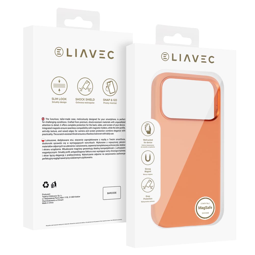Silikonový kryt Liavec Silky s kovovým rámečkem fotoaparátu pro Apple iPhone 17 Pro oranžový - náhled 5