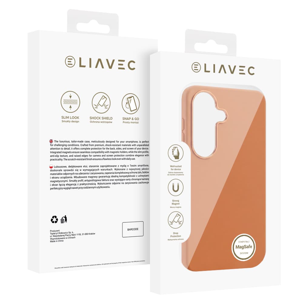 Silikonový kryt Liavec Silky s kovovým rámečkem fotoaparátu pro Samsung Galaxy S26 Plus oranžový - náhled 5