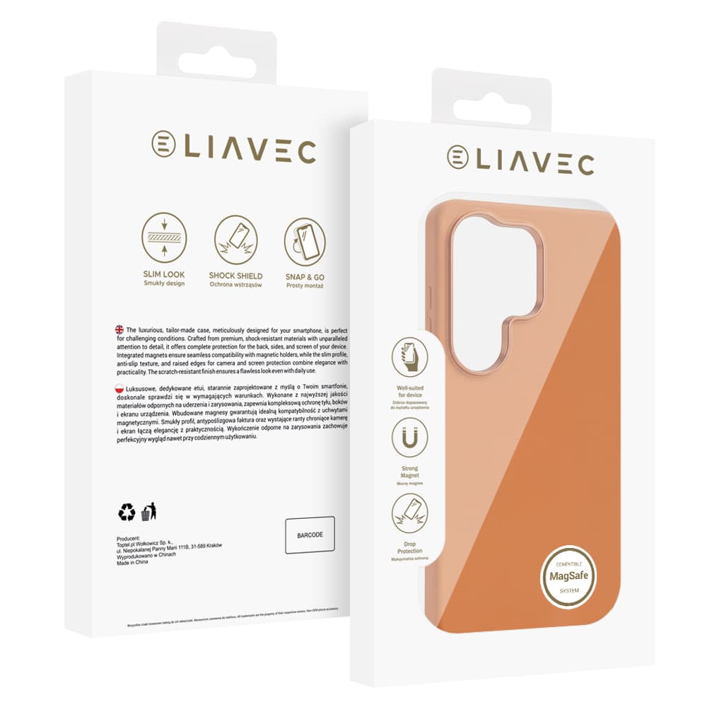 Silikonový kryt Liavec Silky s kovovým rámečkem fotoaparátu pro Samsung Galaxy S26 Ultra oranžový - náhled 5