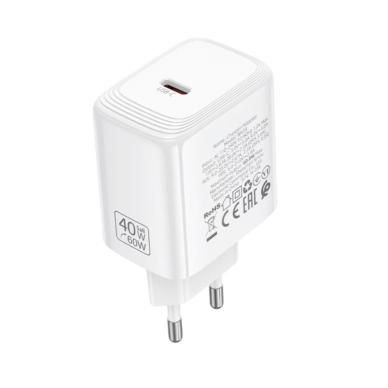 Adaptér Borofone BN33 Fuente GaN Typ C QC 3.0 PD 40W bílý - náhled 5