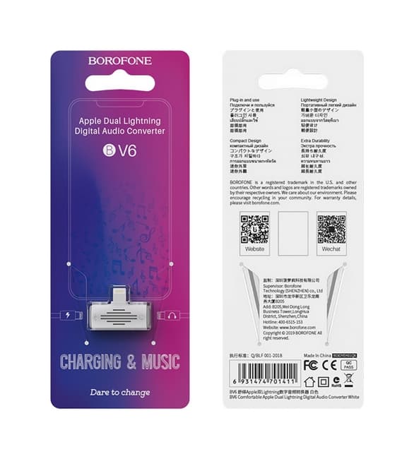Adaptér Borofone BV6 Lightning - 2× Lightning bílý 75596 - náhled 5