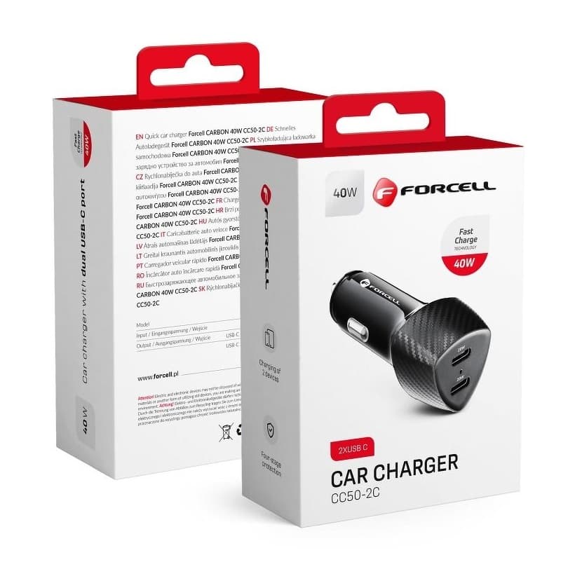 Rychlonabíječka do auta Forcell Carbon 40W černá 97704 - náhled 5