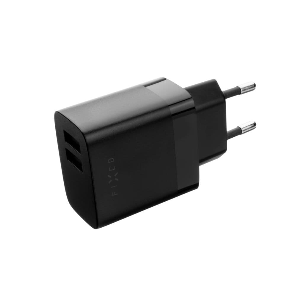 Set síťové nabíječky FIXED s 2xUSB výstupem a USB/micro USB kabelu, 1 metr, 17W Smart Rapid Charge, černá - náhled 2