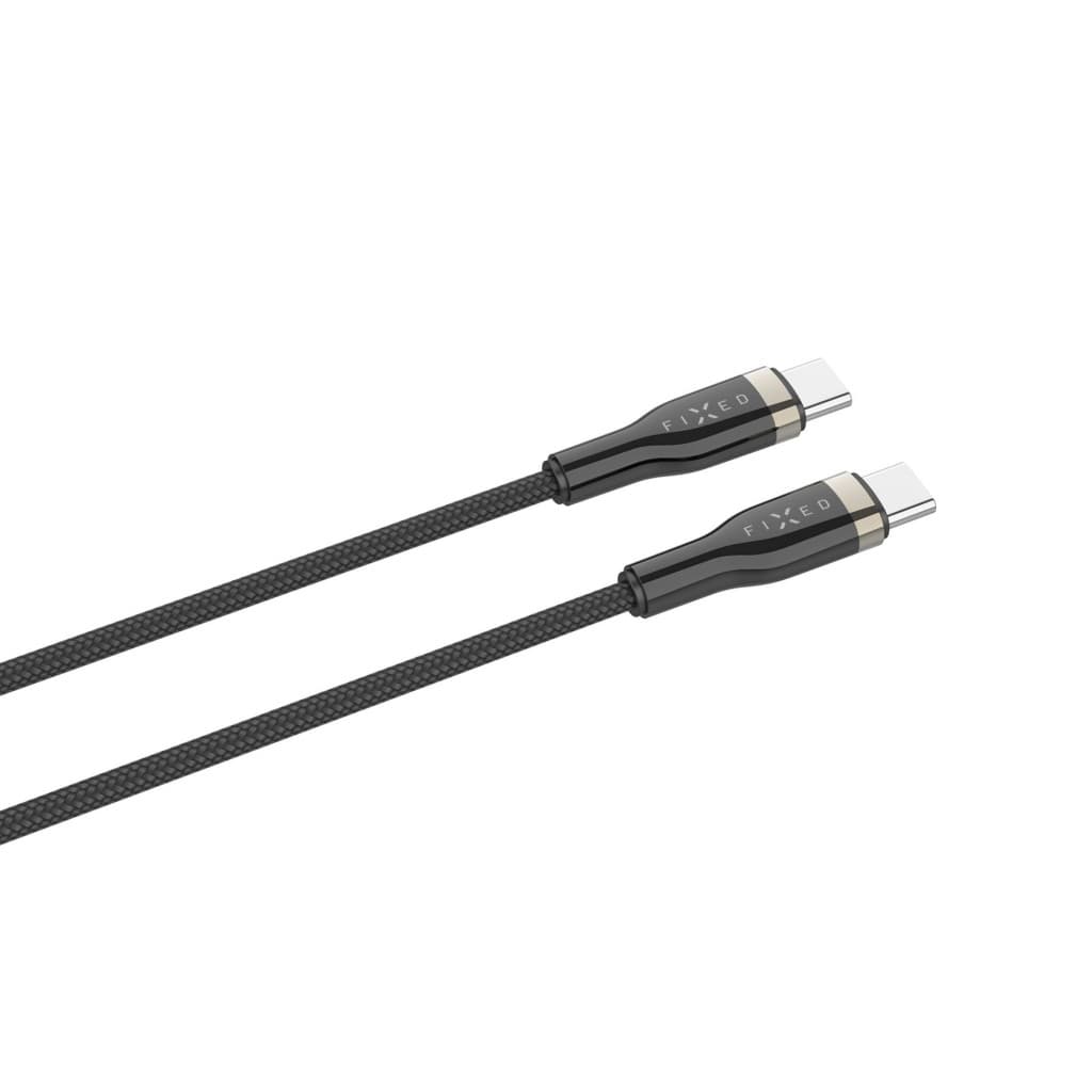 Dlouhý nabíjecí a datový opletený kabel FIXED s konektory USB-C/USB-C a podporou PD, 2m, USB 2.0, 100W, černý - náhled 2