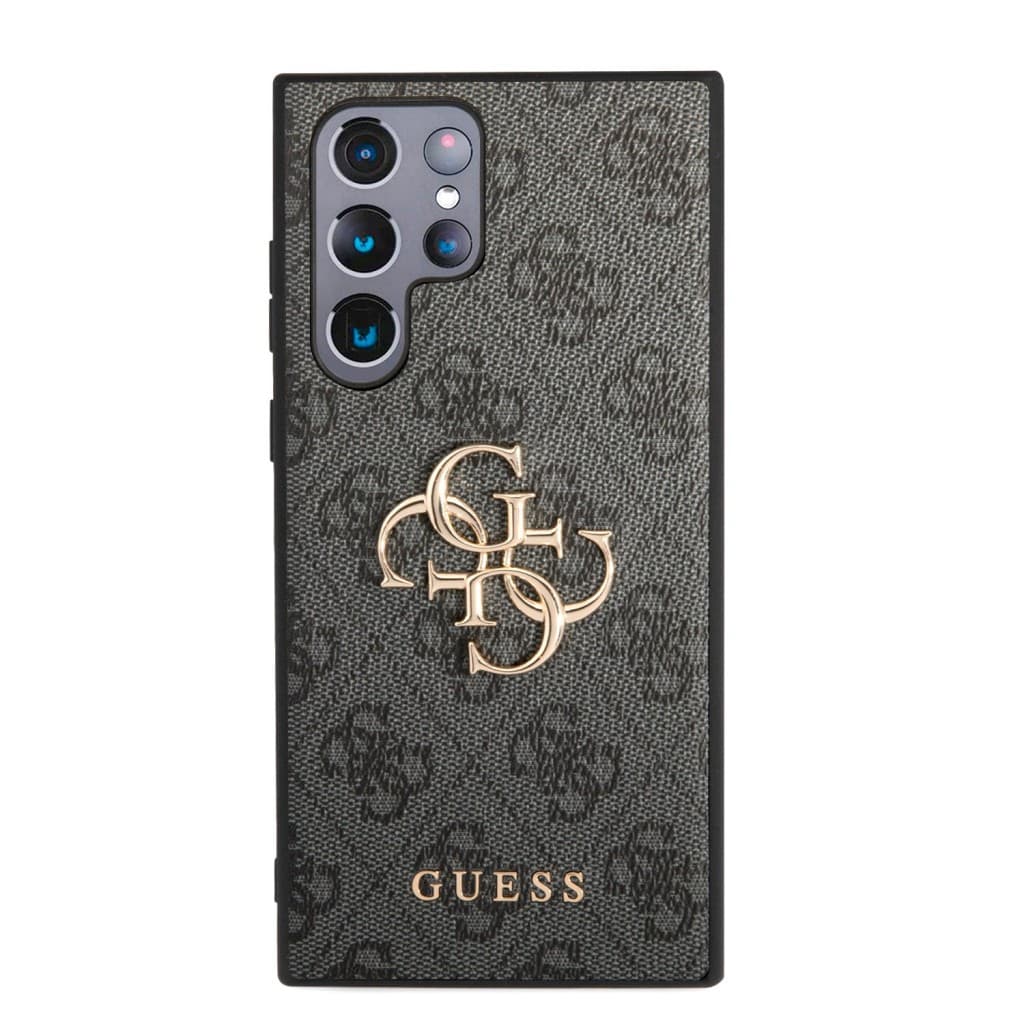 Guess PU 4G Metal Logo Zadní Kryt pro Samsung Galaxy S23 Ultra Grey - náhled 2
