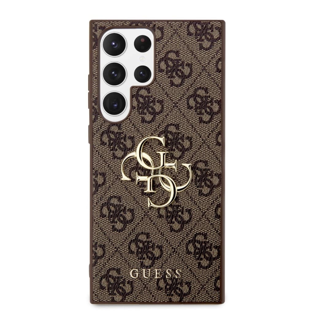 Guess PU 4G Metal Logo Zadní Kryt pro Samsung Galaxy S23 Ultra Brown - náhled 2