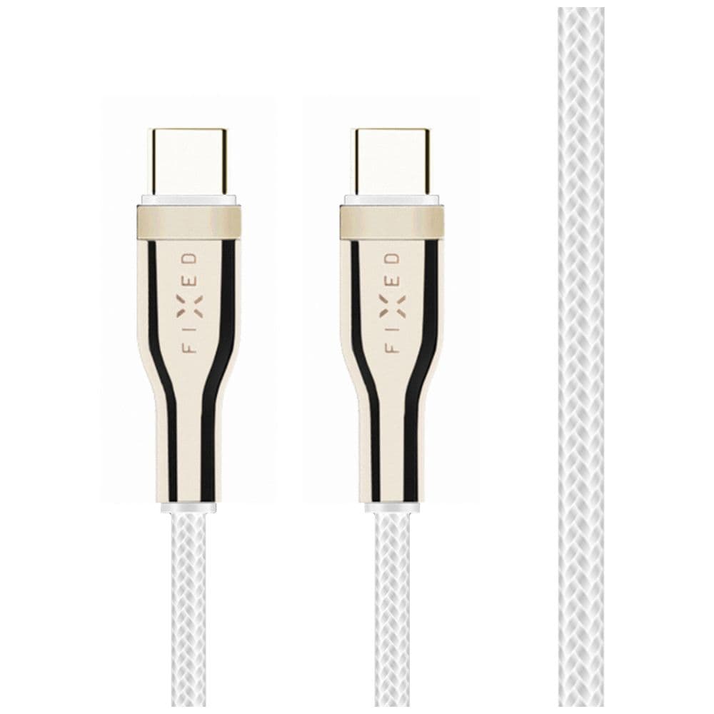 Nabíjecí a datový opletený kabel FIXED s konektory USB-C/USB-C a podporou PD, 1.2 m, USB 2.0, 100W, bílý - náhled 2