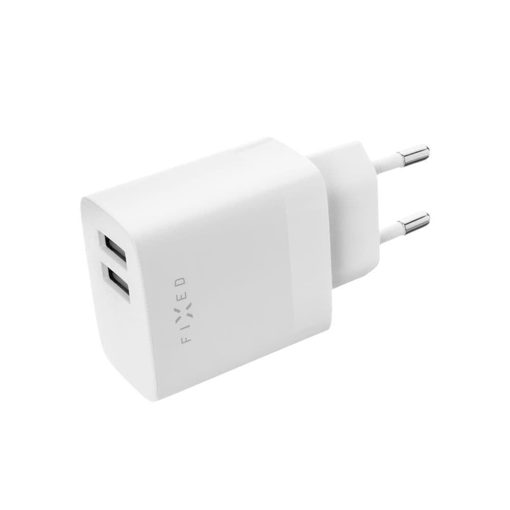 Síťová nabíječka FIXED s 2xUSB výstupem, 17W Smart Rapid Charge, bílá - náhled 2