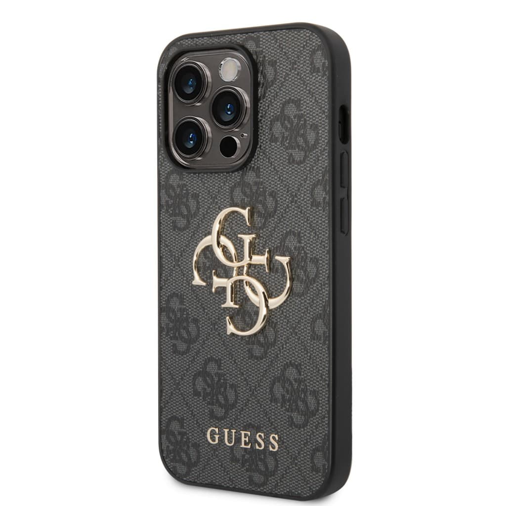 Guess PU 4G Metal Logo Zadní Kryt pro iPhone 15 Pro Grey - náhled 2