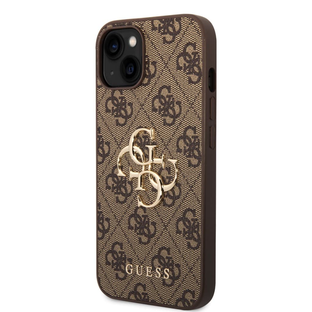 Guess PU 4G Metal Logo Zadní Kryt pro iPhone 15 Brown - náhled 2