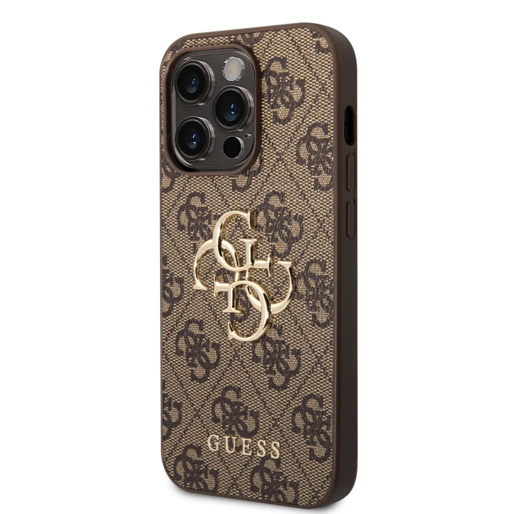 Guess PU 4G Metal Logo Zadní Kryt pro iPhone 15 Pro Max Brown - náhled 2