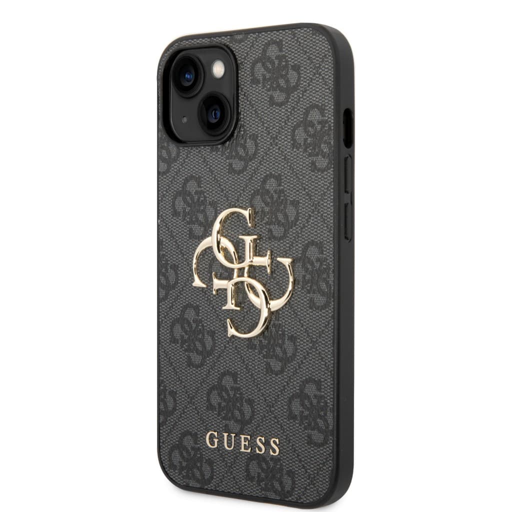 Guess PU 4G Metal Logo Zadní Kryt pro iPhone 15 Grey - náhled 2