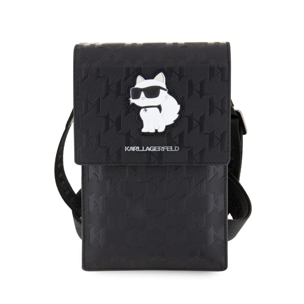 Karl Lagerfeld Saffiano Monogram Wallet Phone Bag Choupette NFT Black - náhled 2