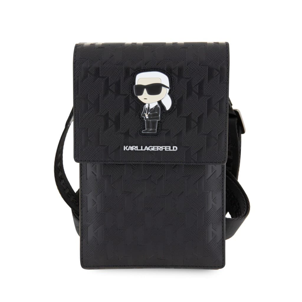 Karl Lagerfeld Saffiano Monogram Wallet Phone Bag Ikonik NFT Black - náhled 2