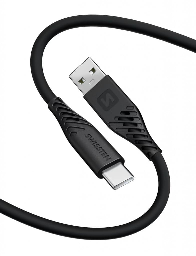 Datový kabel swissten soft silicone usb / usb-c 1,5 m 60w černý - náhled 2