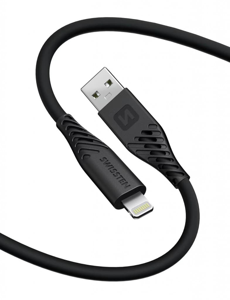 Datový kabel swissten soft silicone usb / lightning 1,5 m 60w černý - náhled 2