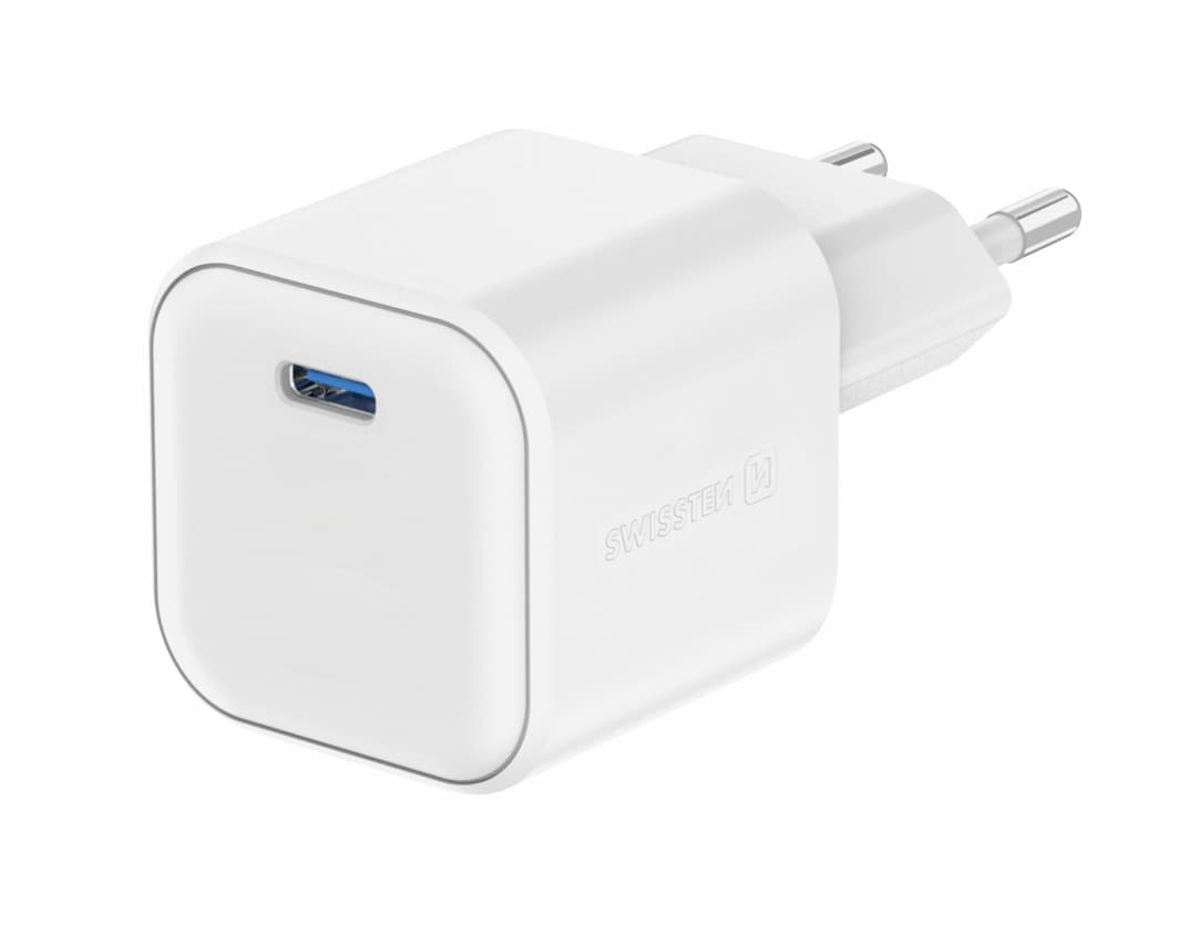 Adaptér Swissten Gan s funkcí rychlonabíjení 1x USB-C 20W bílý - náhled 2