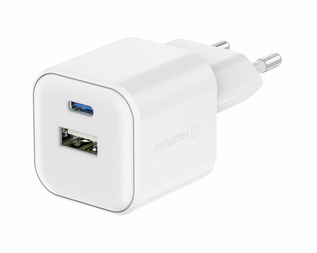 Adaptér Swissten s funkcí rychlonabíjení Dual 20W bílý - náhled 2