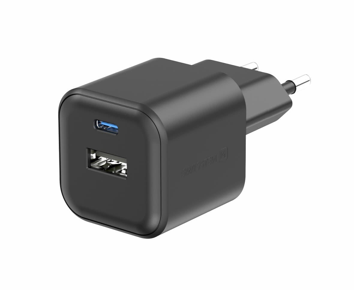 Adaptér Swissten s funkcí rychlonabíjení Dual 20W černý - náhled 2