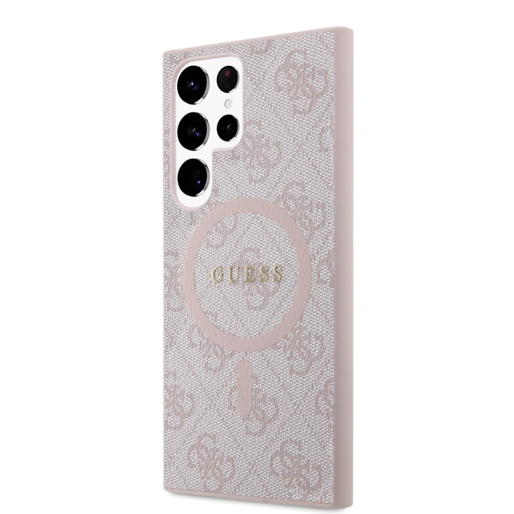 Guess PU Leather 4G Colored Ring MagSafe Zadní Kryt pro Samsung Galaxy S24 Ultra Pink - náhled 2
