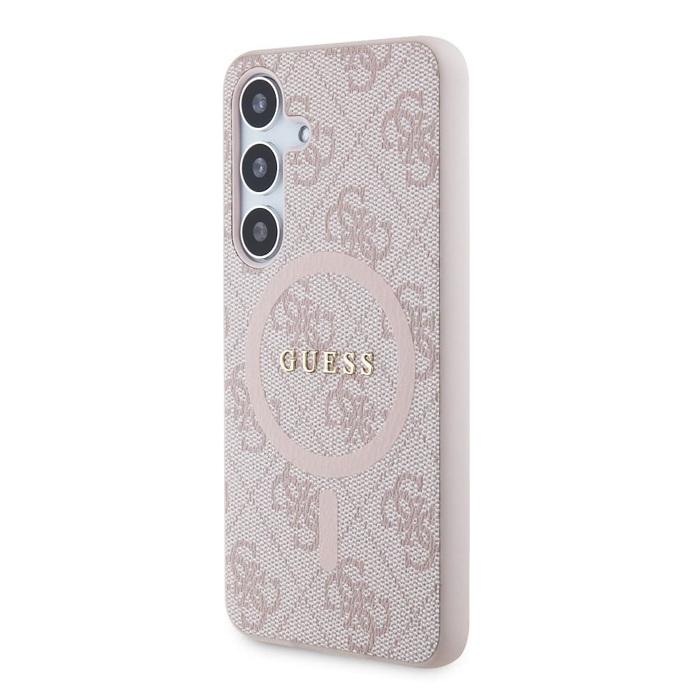 Guess PU Leather 4G Colored Ring MagSafe Zadní Kryt pro Samsung Galaxy S24 Pink - náhled 2