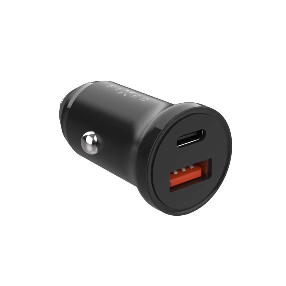 Autonabíječka FIXED s USB-C a USB výstupem a podporou PD, 20W, černá - náhled 2
