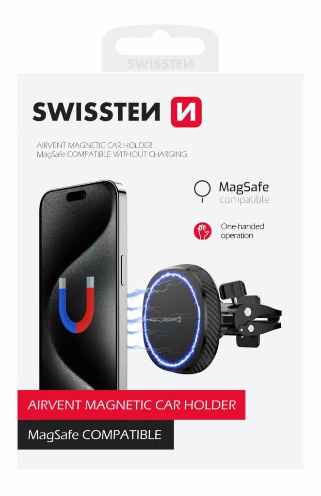 Magnetický držák do auta Swissten Magstick Compact do ventilační mřížky černý - náhled 2