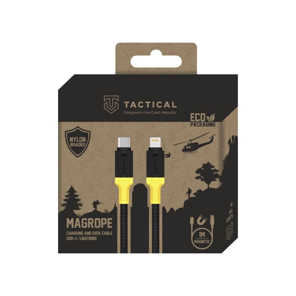 Datový kabel Tactical MagRope USB-C - Lightning 1m Black-Yellow - náhled 2