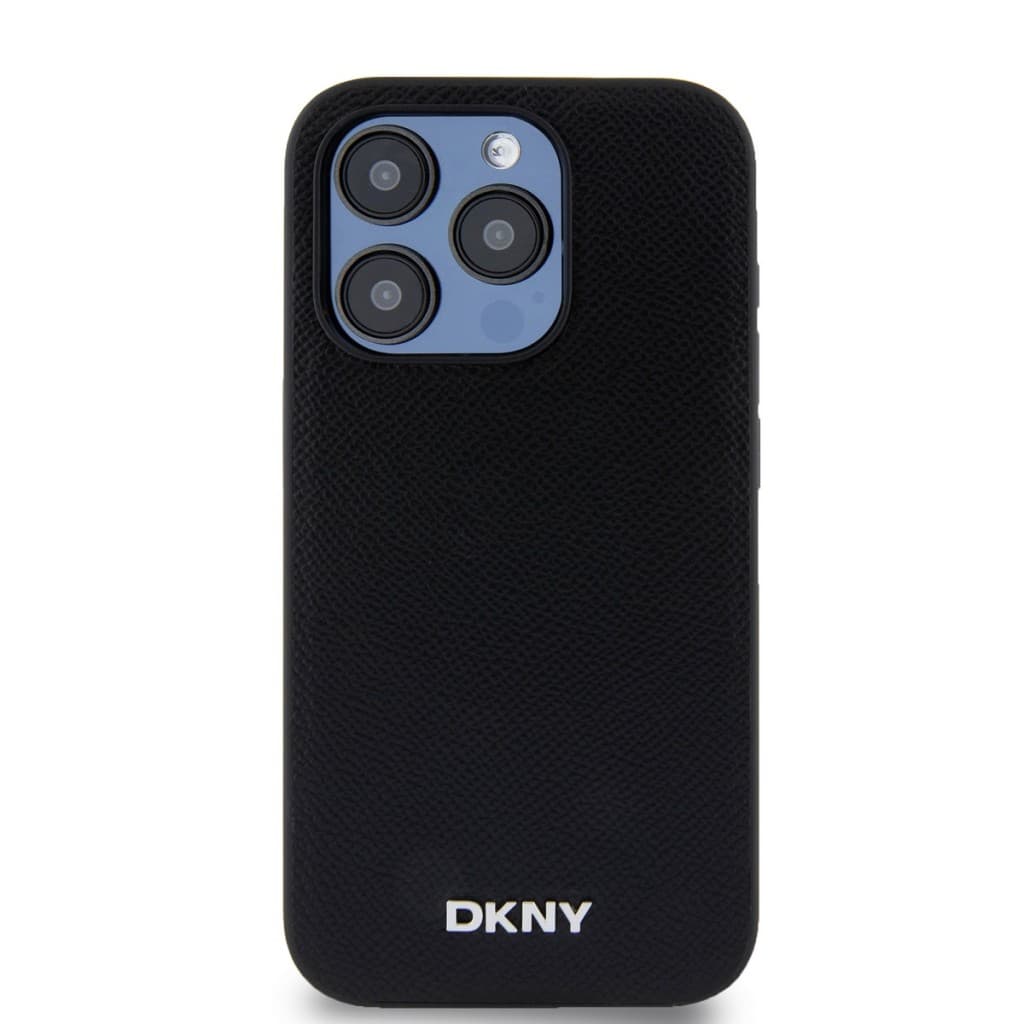 Zadní Kryt DKNY PU Leather Silver Metal Logo Magsafe pro iPhone 15 Pro černý - náhled 2