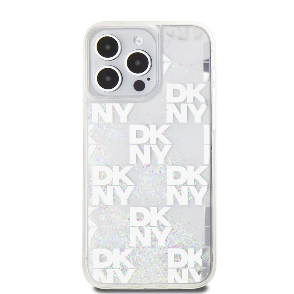 Zadní Kryt DKNY Liquid Glitter Checkered Pattern na iPhone 15 Pro Max Transparent - náhled 2