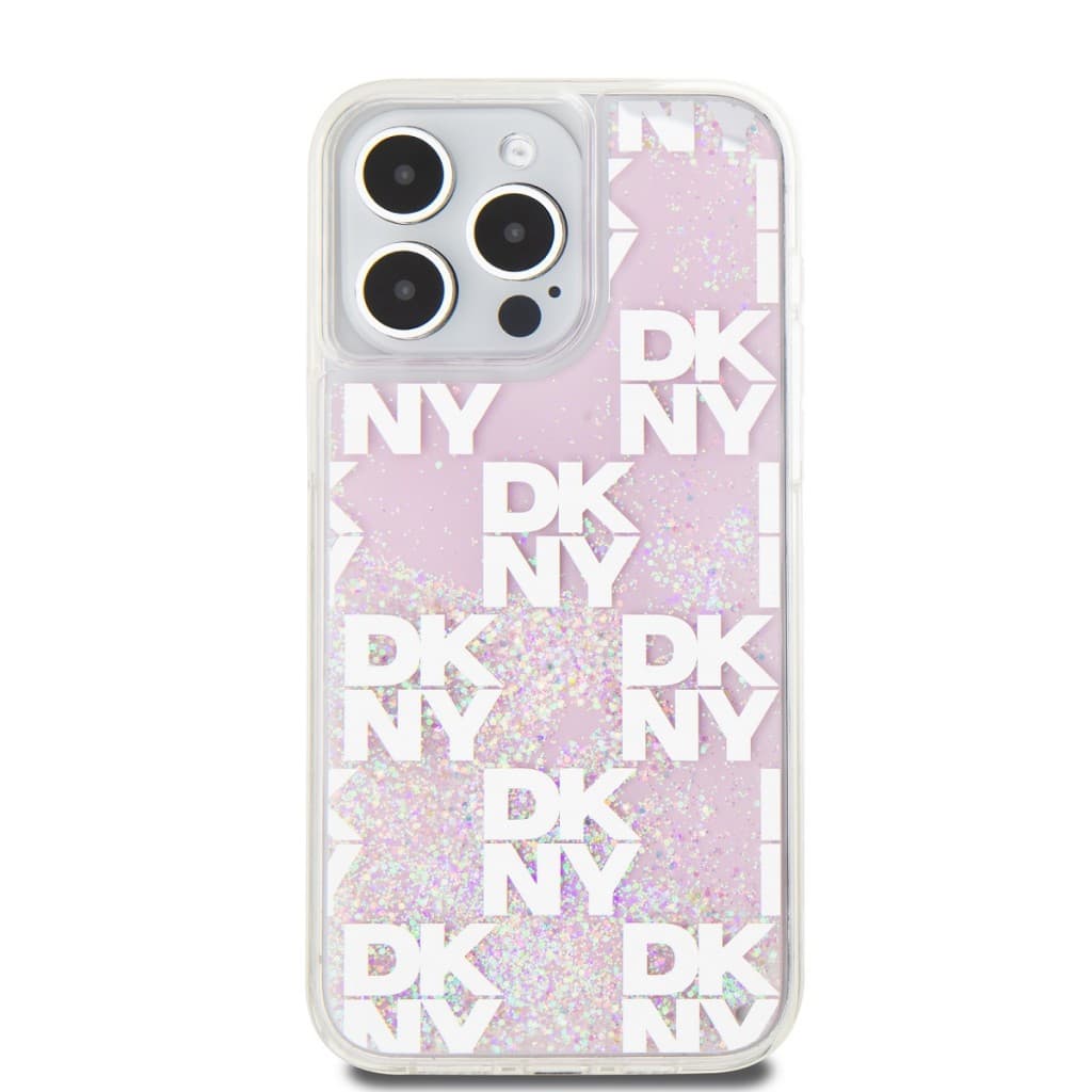 Zadní Kryt DKNY Liquid Glitter Checkered Pattern na iPhone 15 Pro Max Pink - náhled 2