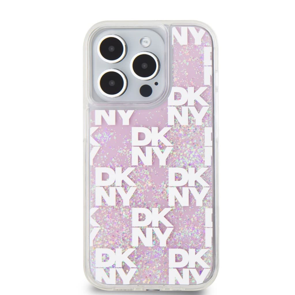 Zadní Kryt DKNY Liquid Glitter Checkered Pattern pro iPhone 15 Pro růžový - náhled 2