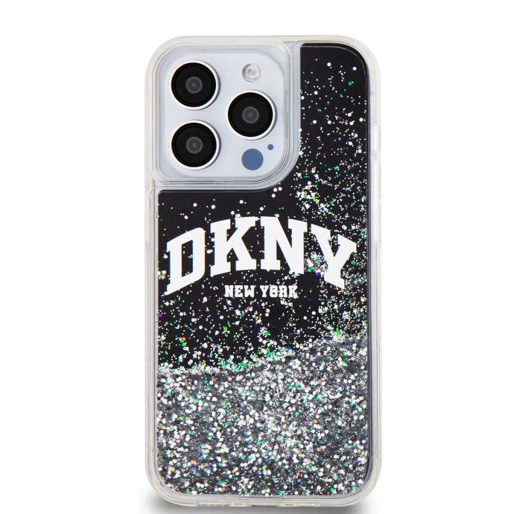Zadní Kryt DKNY Liquid Glitter Arch Logo pro iPhone 15 Pro černý - náhled 2