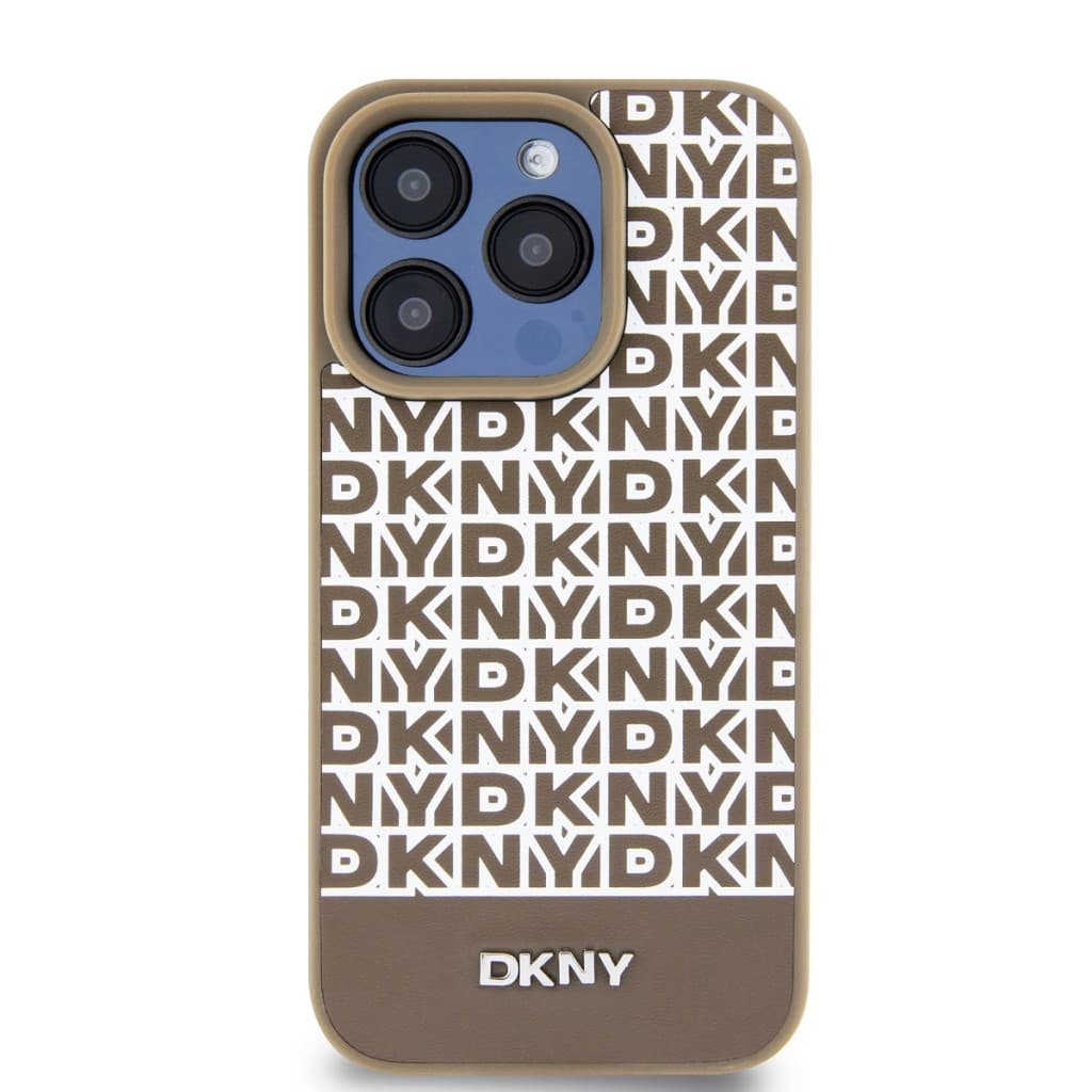 Zadní Kryt DKNY PU Leather Repeat Pattern Bottom Stripe pro iPhone 15 Pro Max hnědý - náhled 2