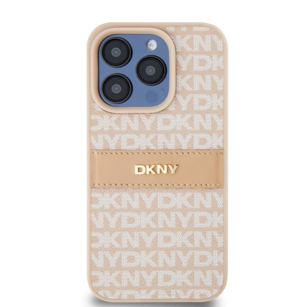 Zadní Kryt DKNY PU Leather Repeat Pattern Tonal Stripe na iPhone 14 Pro Max Pink - náhled 2