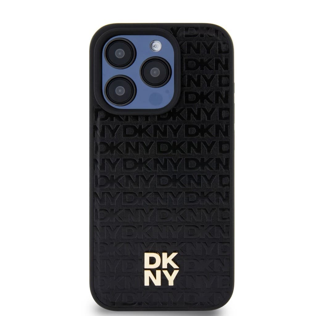 Zadní Kryt DKNY PU Leather Repeat Pattern Stack Logo Magsafe pro iPhone 14 Pro Max černý - náhled 2