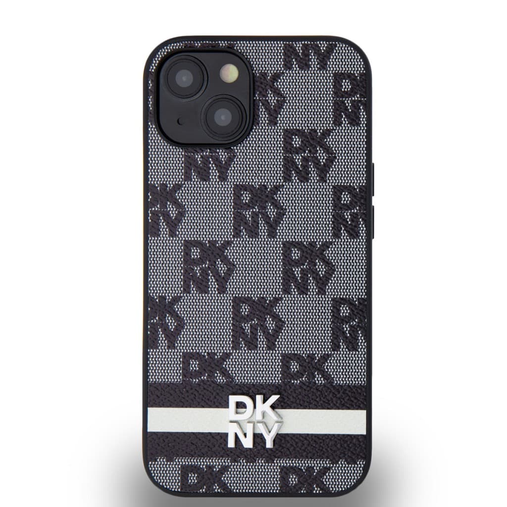 Zadní Kryt DKNY PU Leather Checkered Pattern and Stripe na iPhone 14 Black - náhled 2