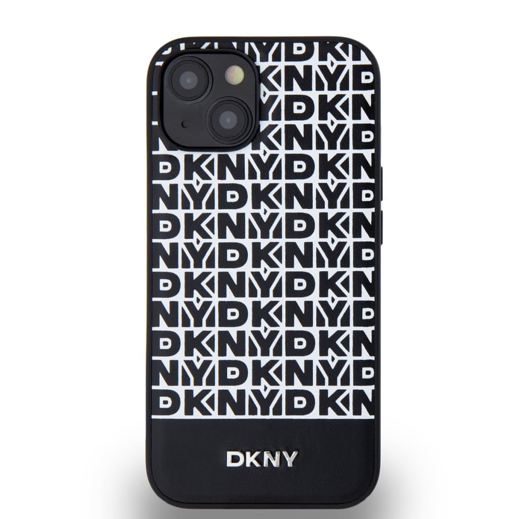 Zadní Kryt DKNY PU Leather Repeat Pattern Bottom Stripe MagSafe pro iPhone 13 černý - náhled 2