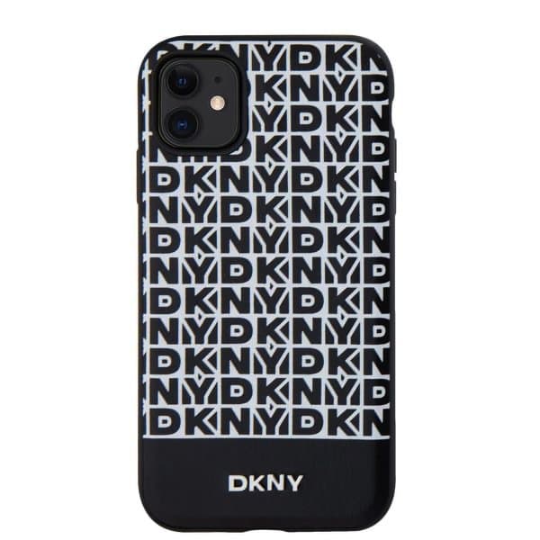 Zadní Kryt DKNY PU Leather Repeat Pattern Bottom Stripe MagSafe pro iPhone 11 černý - náhled 2