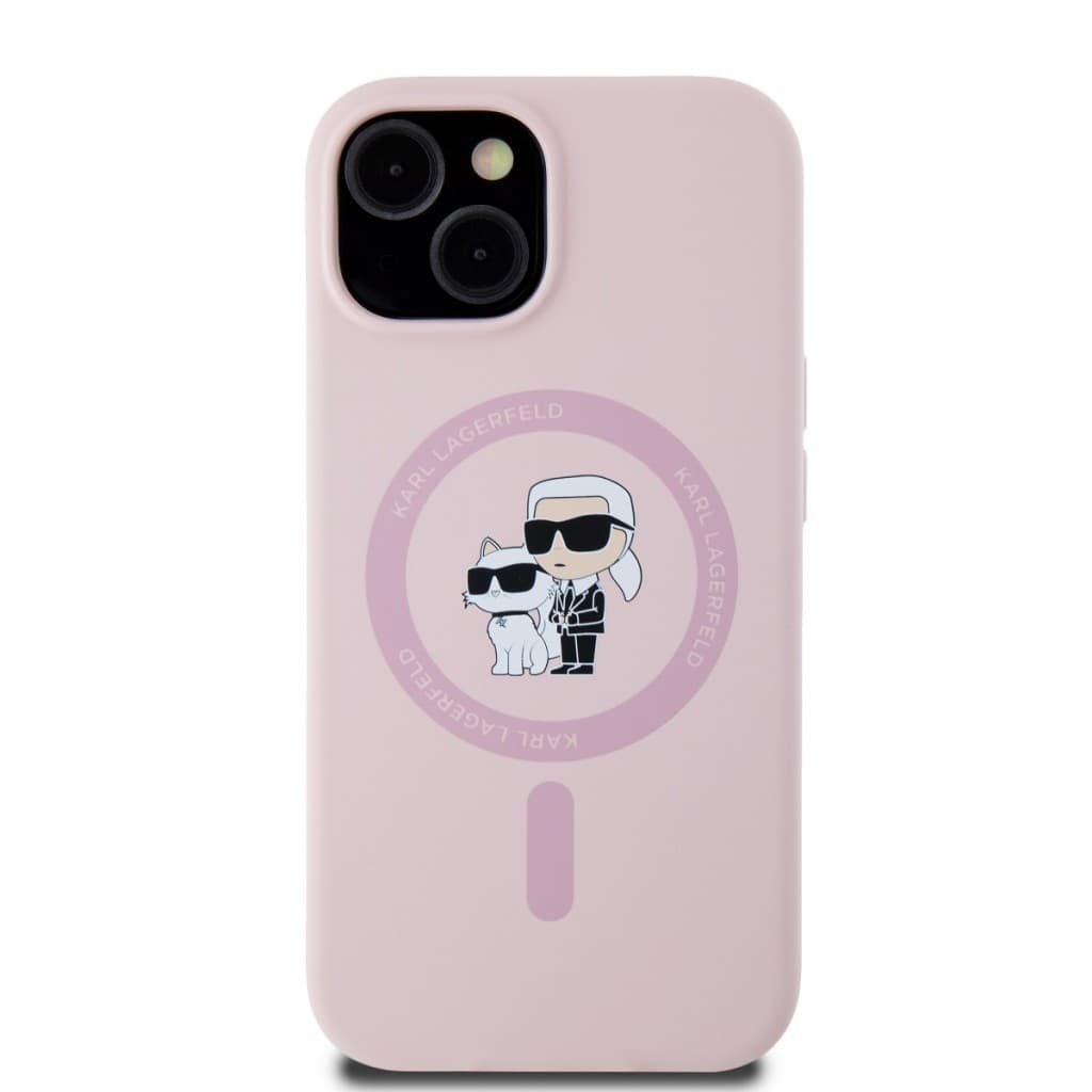 Karl Lagerfeld Liquid Silicone Karl and Choupette Magsafe Zadní Kryt pro iPhone 15 Pink - náhled 2