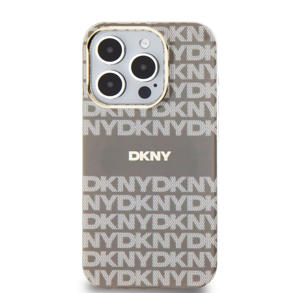Zadní Kryt DKNY PC/TPU Repeat Pattern Tonal Stripe Magsafe na iPhone 14 Pro Max Beige - náhled 2