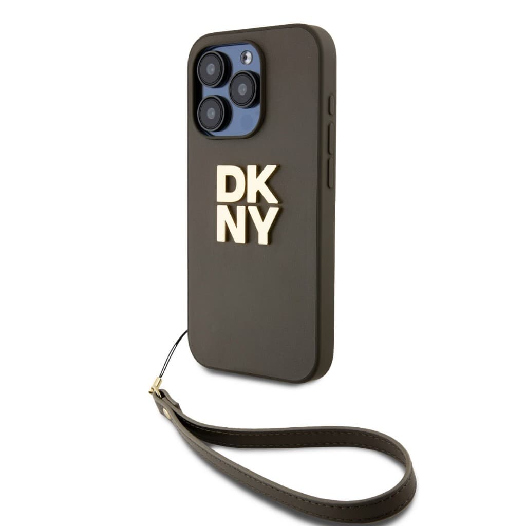 Zadní Kryt DKNY PU Leather Stack Logo Wrist Strap pro iPhone 14 Pro Max Green - náhled 2